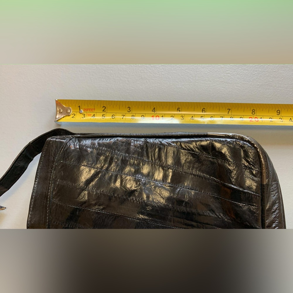 Vintage 80s Eel Skin Black Shoulder Bag - Picture 5 of 9